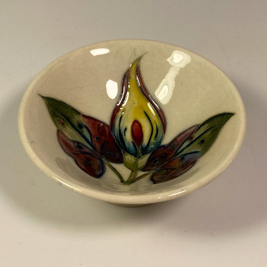 Vintage Moorcroft Pottery Aurum Lilly  Small Base Footed Bowl 4.5” England