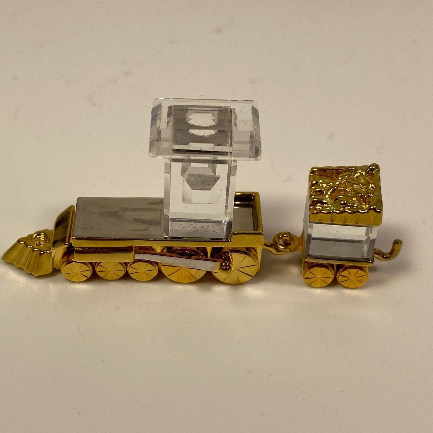 Swarovski Crystal Figurine, miniature small Train Toy, Gold (209454) 2"