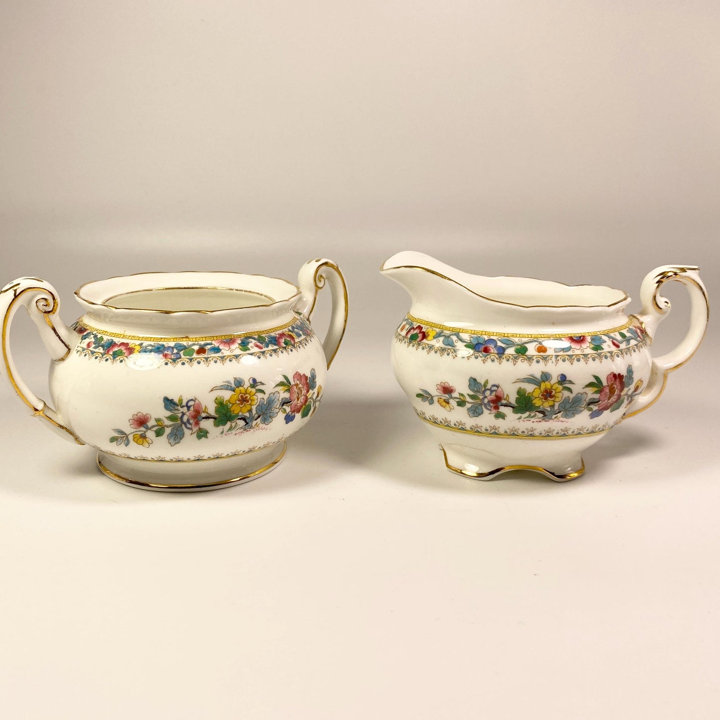 Vintage Foley Ming Rose Fine Bone China Creamer & Sugar Bowl Set