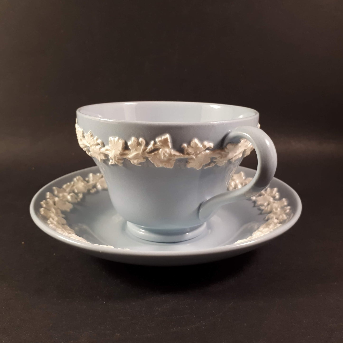 1950s Wedgwood Etruria Barlaston Queensware Cream on Lavender  Cup & Saucer Mint