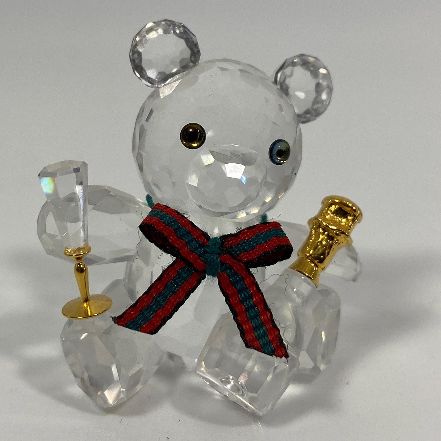 RARE!! Swarovski Crystal Kris Bear  w/Champagne bottle and Flute, Original Box