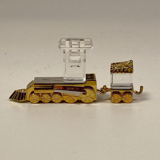 Swarovski Crystal Figurine, miniature small Train Toy, Gold (209454) 2"