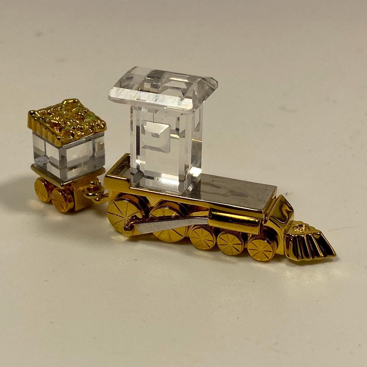 Swarovski Crystal Figurine, miniature small Train Toy, Gold (209454) 2"