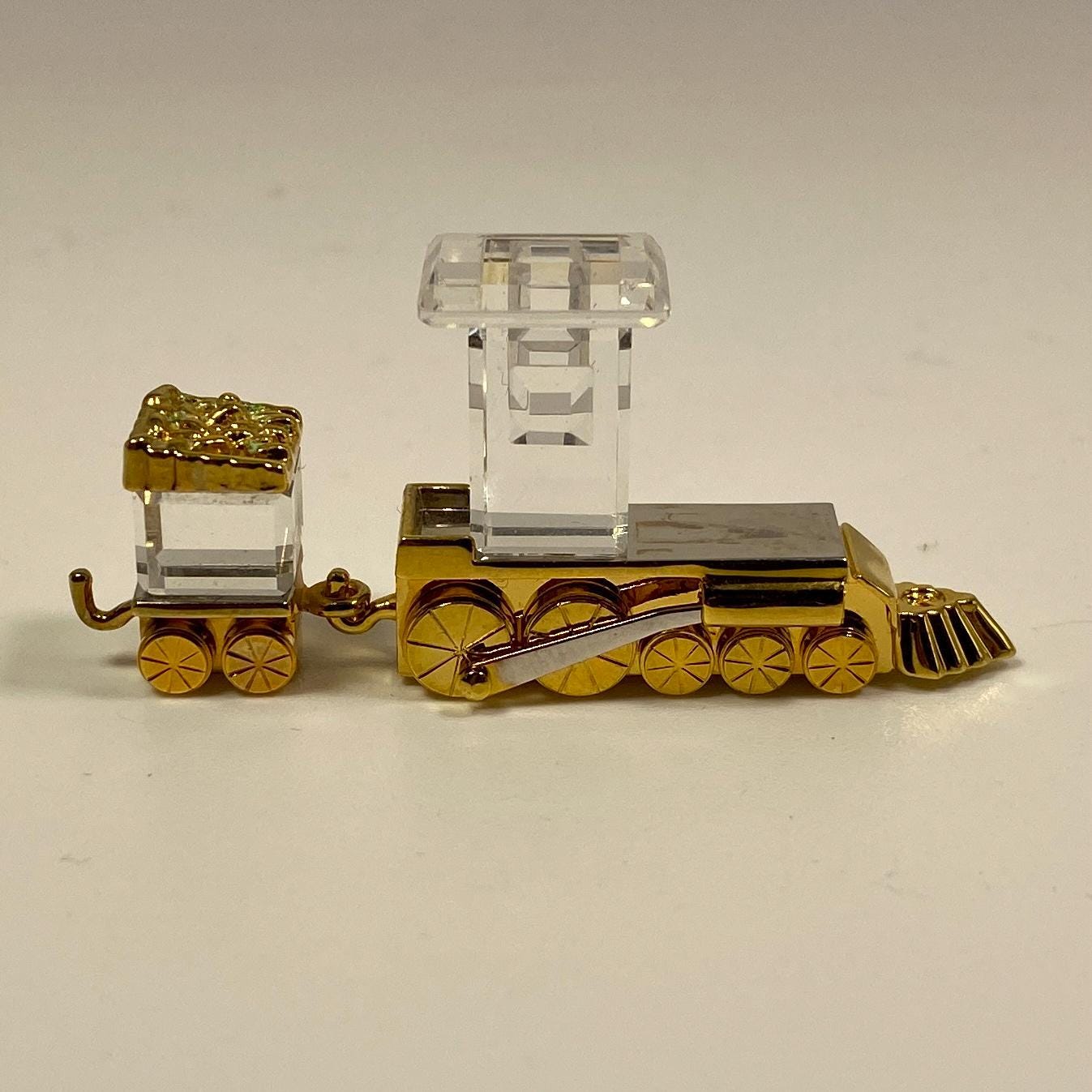 Swarovski Crystal Figurine, miniature small Train Toy, Gold (209454) 2"