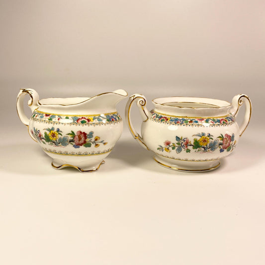 Vintage Foley Ming Rose Fine Bone China Creamer & Sugar Bowl Set