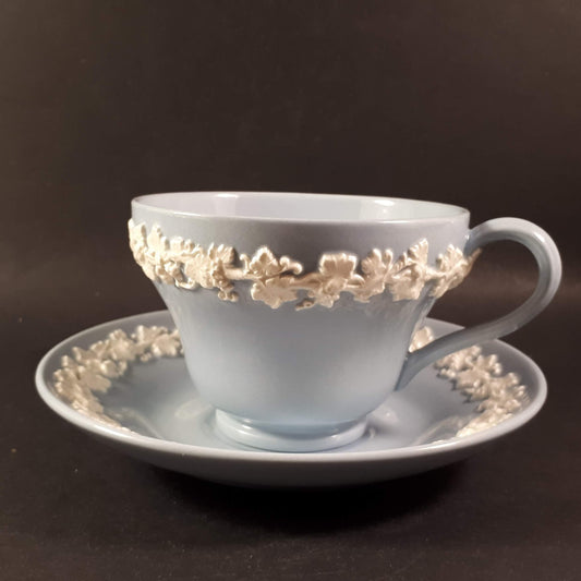 1950s Wedgwood Etruria Barlaston Queensware Cream on Lavender  Cup & Saucer Mint