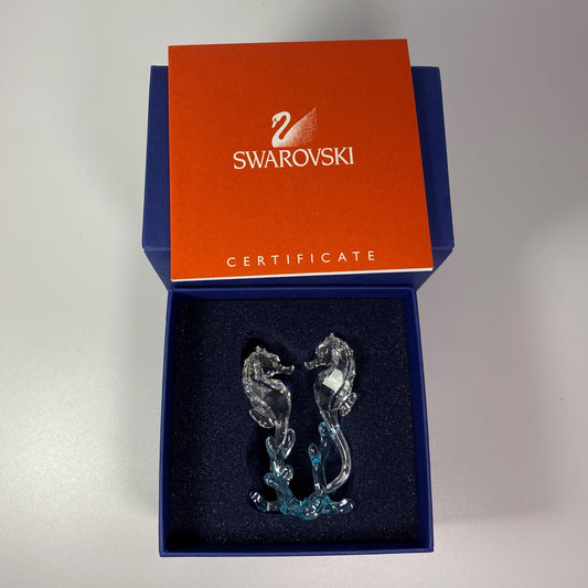 Swarovski Crystal Seahorse Pair on Turquoise Coral Figurine 885589 - Box & COA