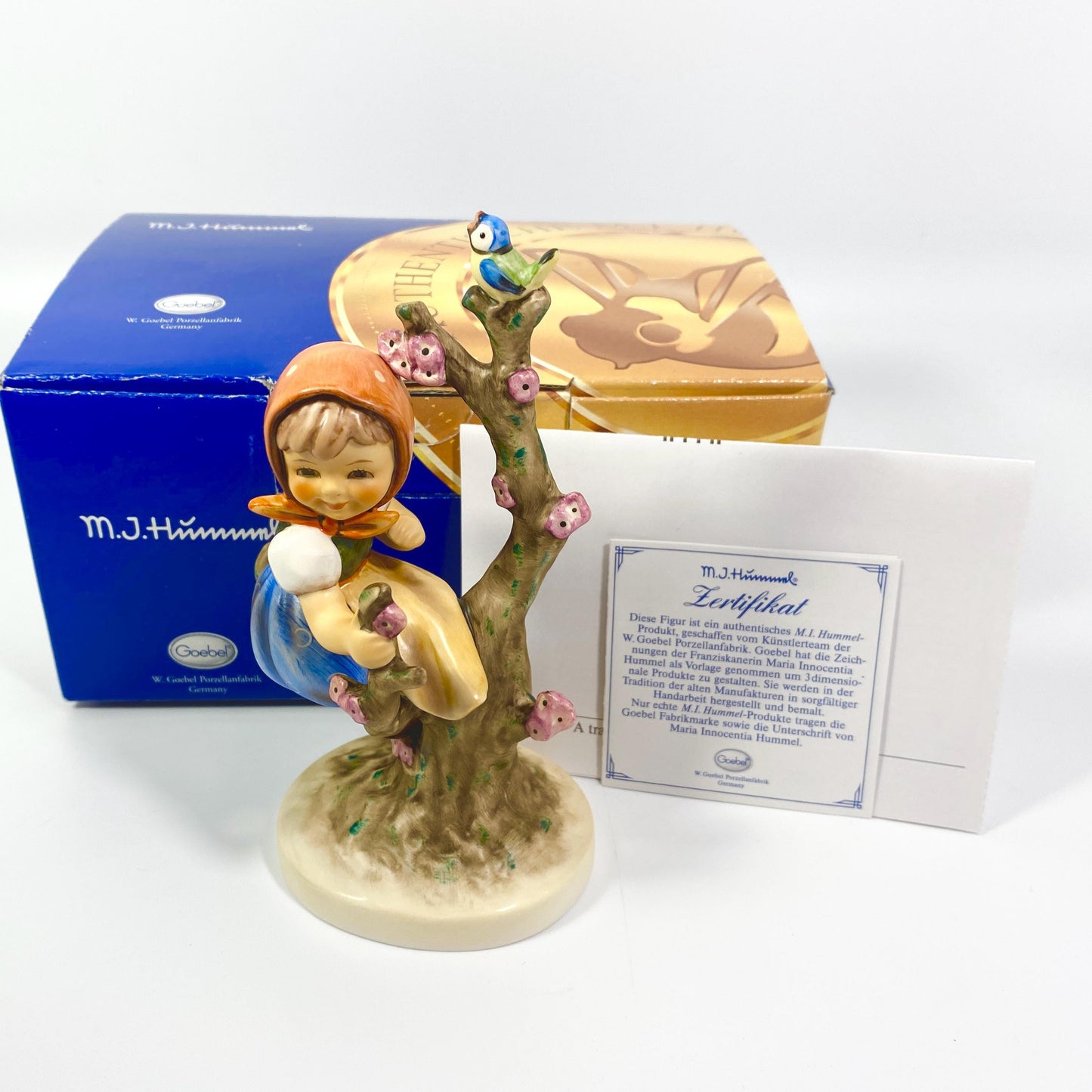 RARE !! 1970-1990 Hummel Goebel Apple Tree Girl 141/1 Bird In Tree 6" inches MIB