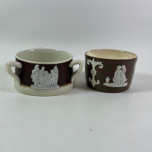 Antique Wedgwood brown unmarked salt sellers