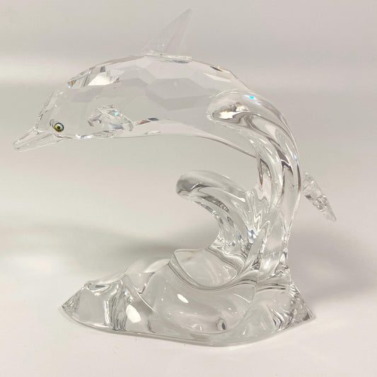 Swarovski Large Crystal 'Dolphin on Wave' Figurine #190365 No Box