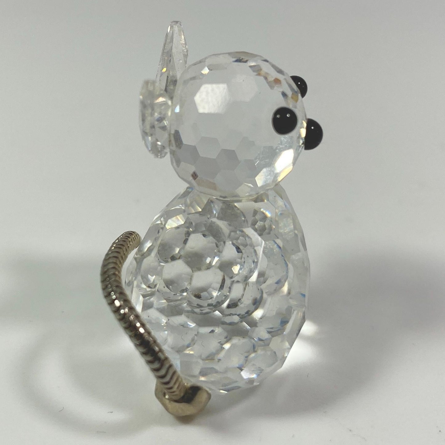 Swarovski Crystal Cat Kitten small Figurine with Flexible Silver Metal Tail 1.25" tall