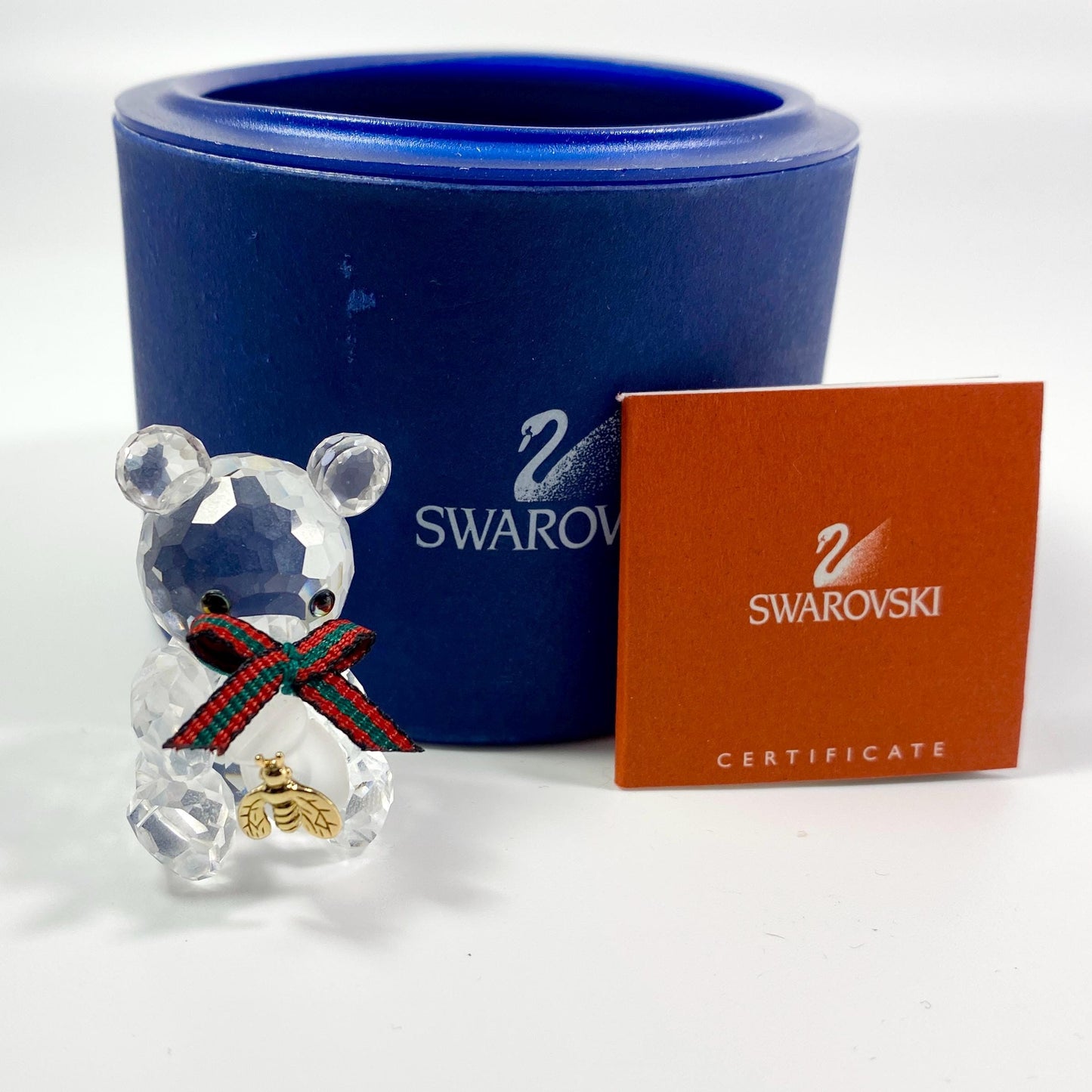 RARE Swarovski Bear  Honey Pot and Bow Tiny Figurine Chris Bear Orig Box 213068