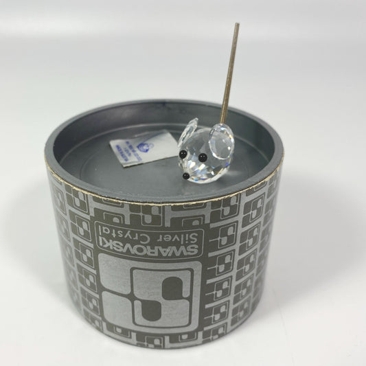 Swarovski Crystal Mouse with Wire Spring Tail Mini Figurine with original Box