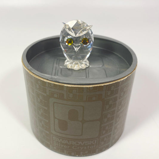 Swarovski Crystal Small Figurine Owl w Multicolor Eyes # 7654NR38 with box