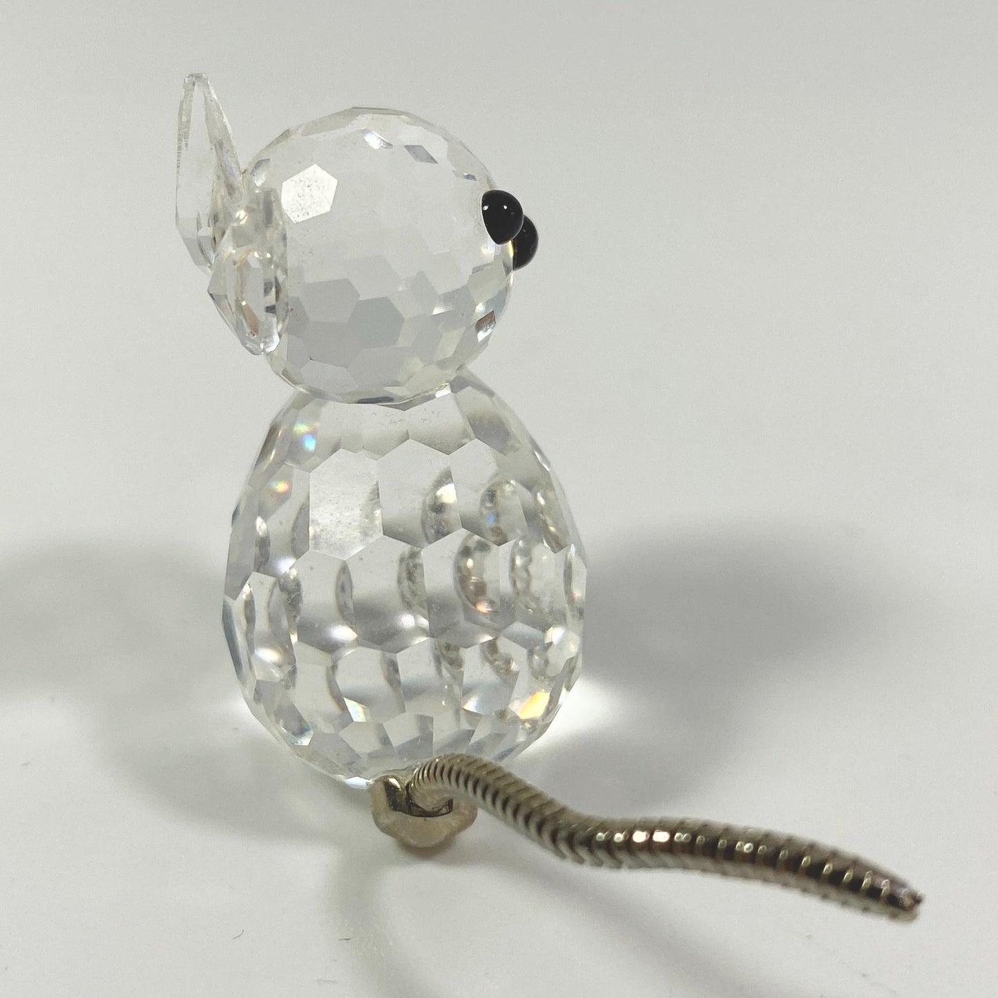 Swarovski Crystal Cat Kitten small Figurine with Flexible Silver Metal Tail 1.25" tall