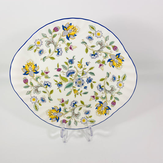 1993 Minton signed Haddon Hall Blue  Cake Plate  Bone China Made In  England
