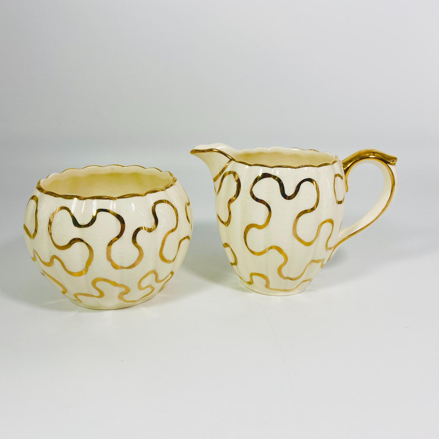RARE !!  Gibsons Numbered Staffordshire England  Creamer Open Sugar Bowl Set