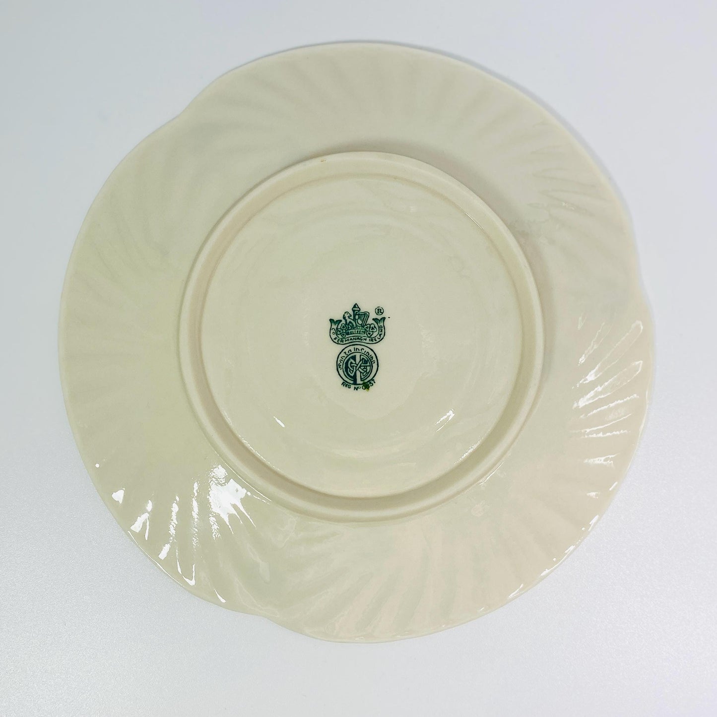 Set of 3 Belleek Irish pottery Jug, Mug and Harp Shamrock 8 Inches Plate