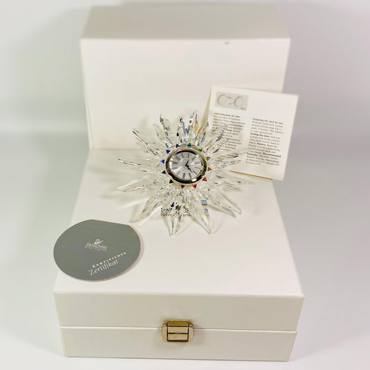 Vintage Swarovski Crystal SOLARIS Table Clock ** With Original Box** 221626