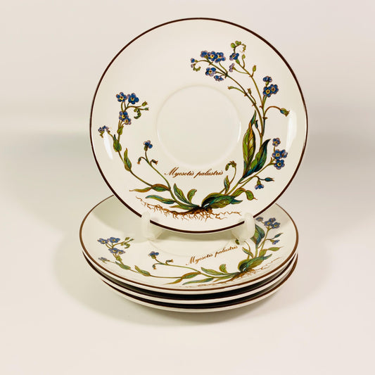 Set of 4 Villeroy & Boch Botanica Myosotis Palustris w/root Saucers 6" Plates