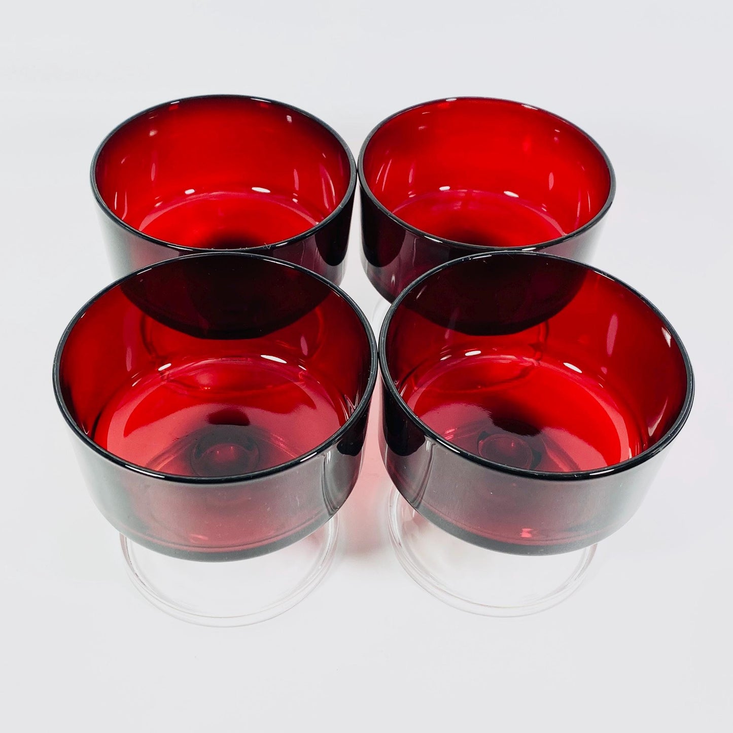 4 Arcoroc Cristal D’Arques Luminarc CAVALIER RUBY RED Glass Dessert Champagne