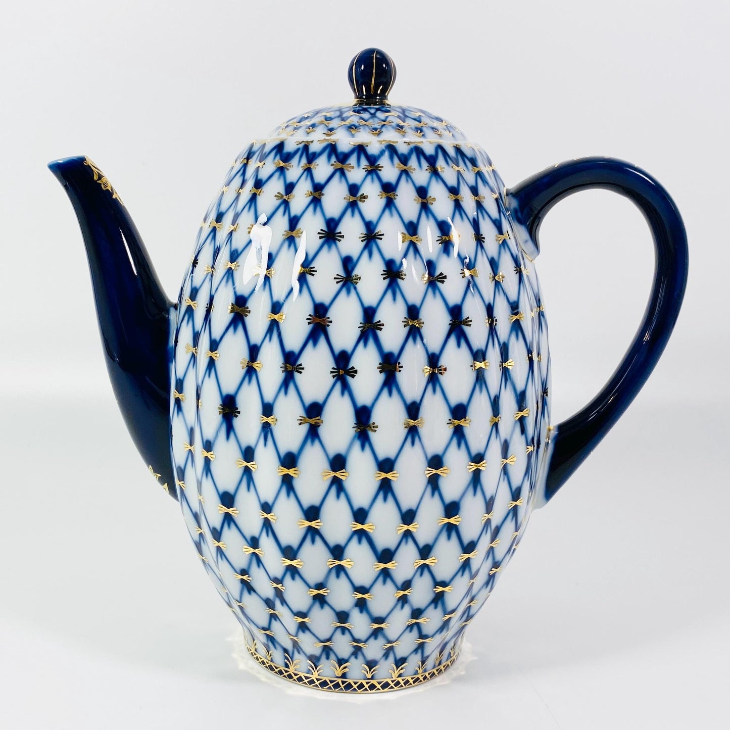 Imperial Porcelain Cobalt Net Coffeepot LFZ Lomonosov Porcelain