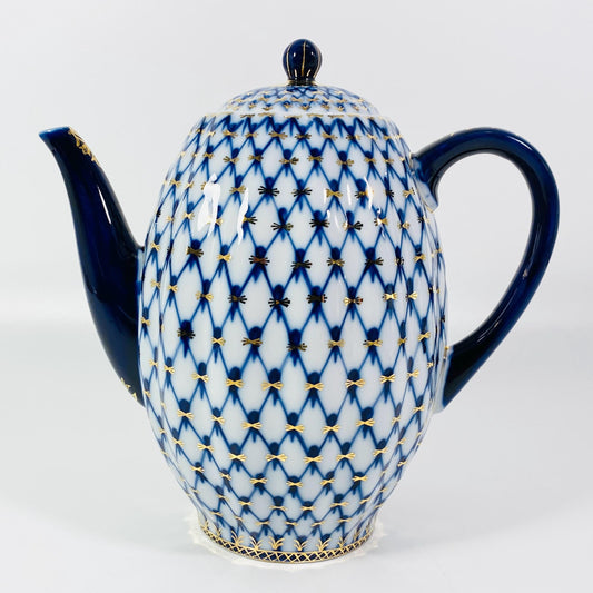 Imperial Porcelain Cobalt Net Coffeepot LFZ Lomonosov Porcelain