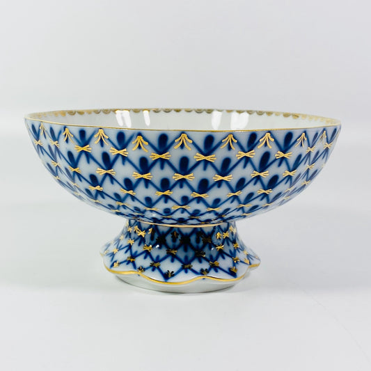 Lomonosov Porcelain Candy Ice Cream Vase Tulip Cobalt Net footed bowl