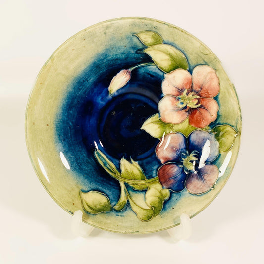 Antique RARE Moorcroft England  5.5 inches Plate Anemone floral design