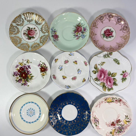 Vintage orphaned saucers of Paragon, Shelley, Elizabethan & Spode