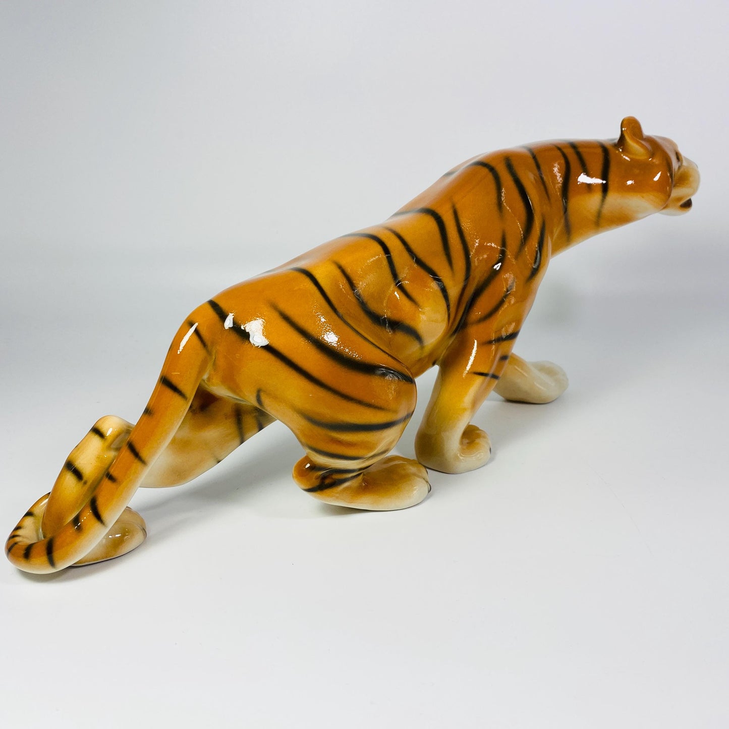 Original  Royal Dux  Bohemian  Porcelain  STALKING TIGER  Figurine - 12" Long