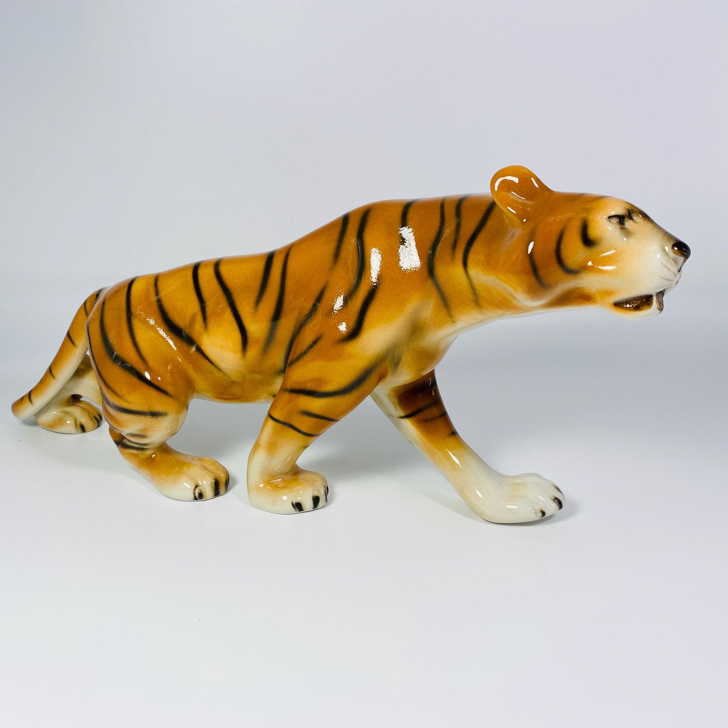 Original  Royal Dux  Bohemian  Porcelain  STALKING TIGER  Figurine - 12" Long