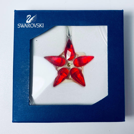 RARE !! Swarovski Crystal Poinsettia Ornament Red colored ornament