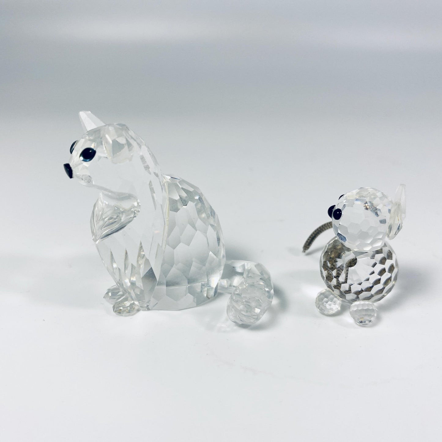 Set of 2 Swarovski sitting Cats figurines for your collection-No Box