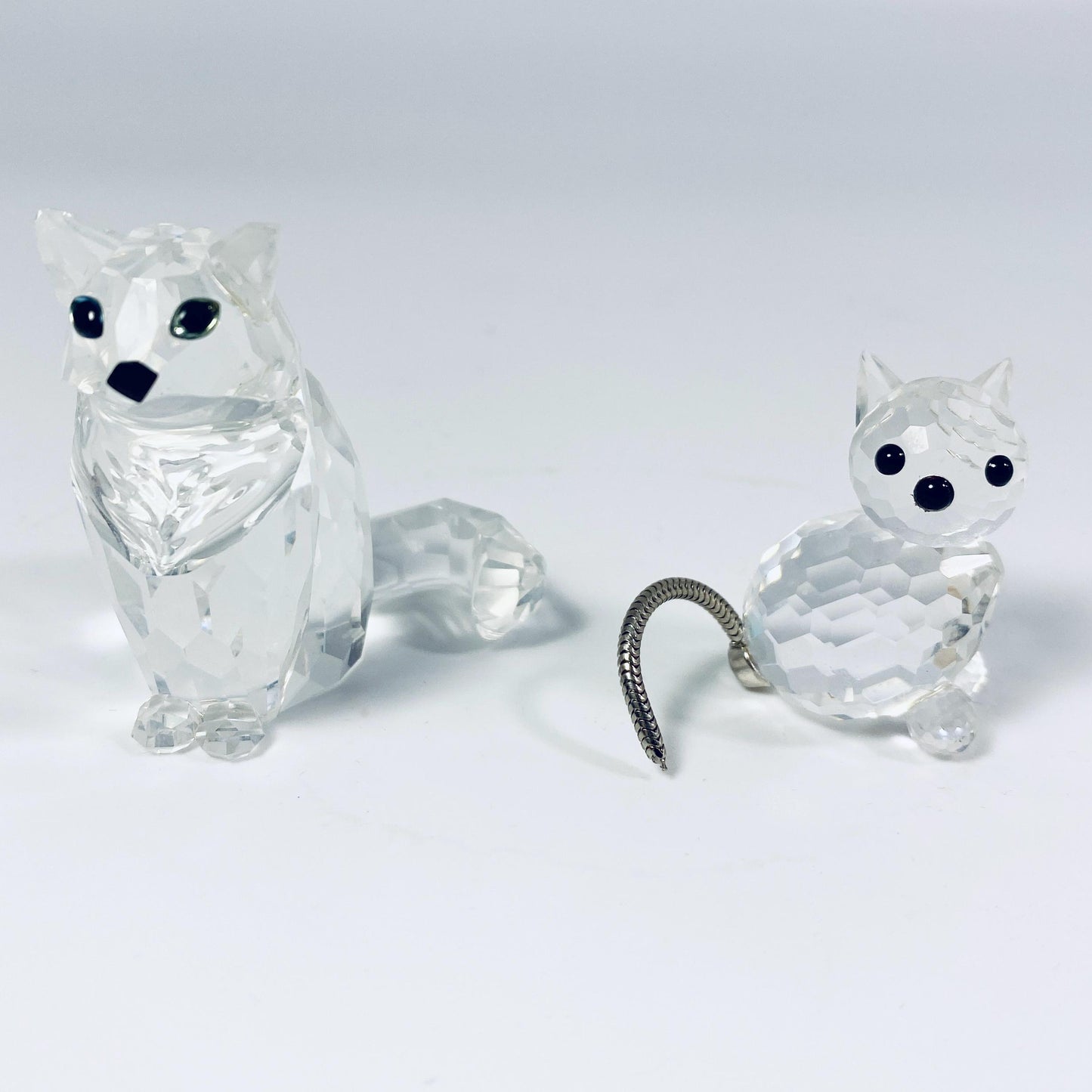 Set of 2 Swarovski sitting Cats figurines for your collection-No Box