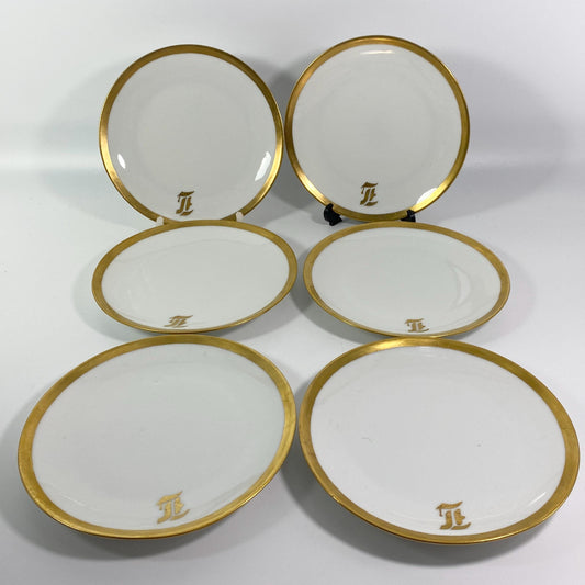Antique  Royal Rudolstadt set of 6  Plates size 6" gold trim,