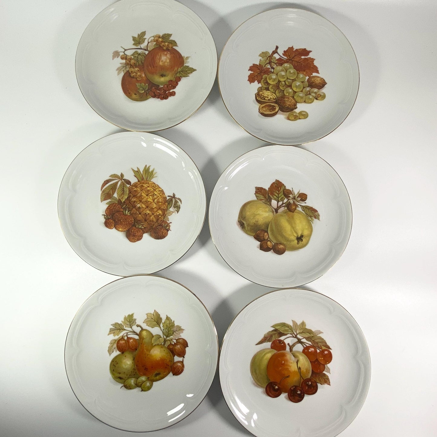 Set of 6 Kahla Fruit plates made in German democratic republic .