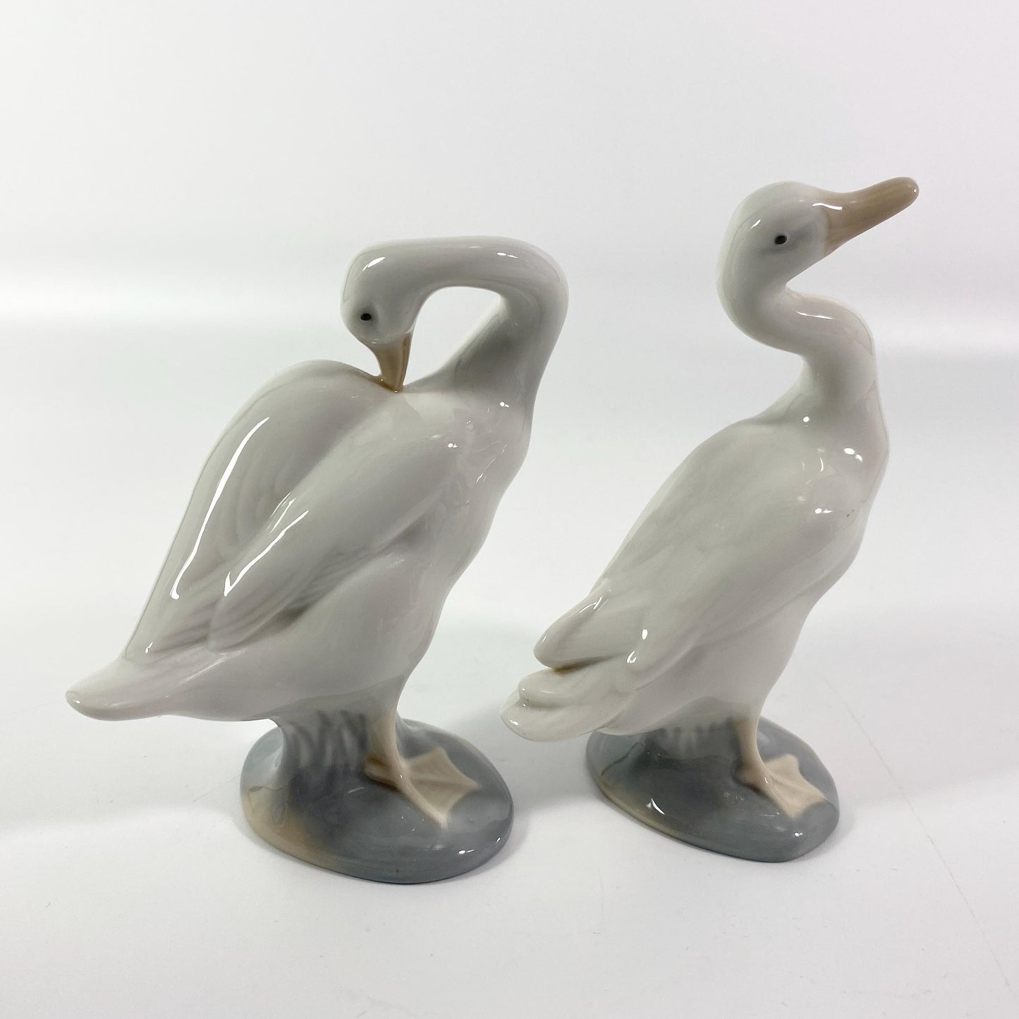 Set of 2  Lladro Duck Or Goose Preening & standing  Figurines Made In Spain 4.5"