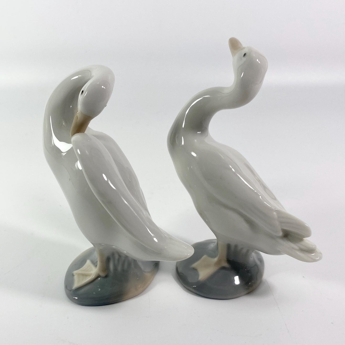 Set of 2  Lladro Duck Or Goose Preening & standing  Figurines Made In Spain 4.5"