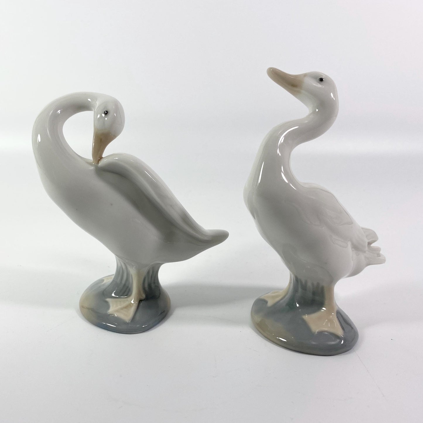 Set of 2  Lladro Duck Or Goose Preening & standing  Figurines Made In Spain 4.5"