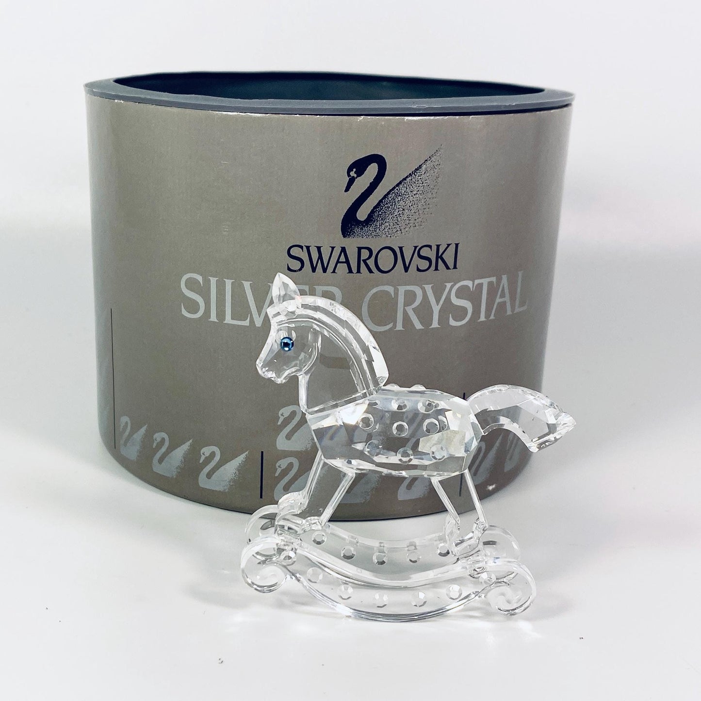 Swarovski Crystal Rocking Horse Figurine w/ Box Retired Clear Glass