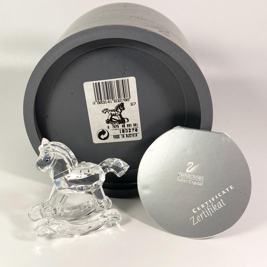 Swarovski Crystal Rocking Horse Figurine w/ Box Retired Clear Glass