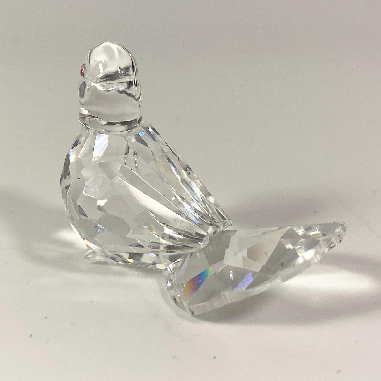 Swarovski Crystal Turtle Dove Bird Figurine Pink Eyes Fan Tail Retired Austria