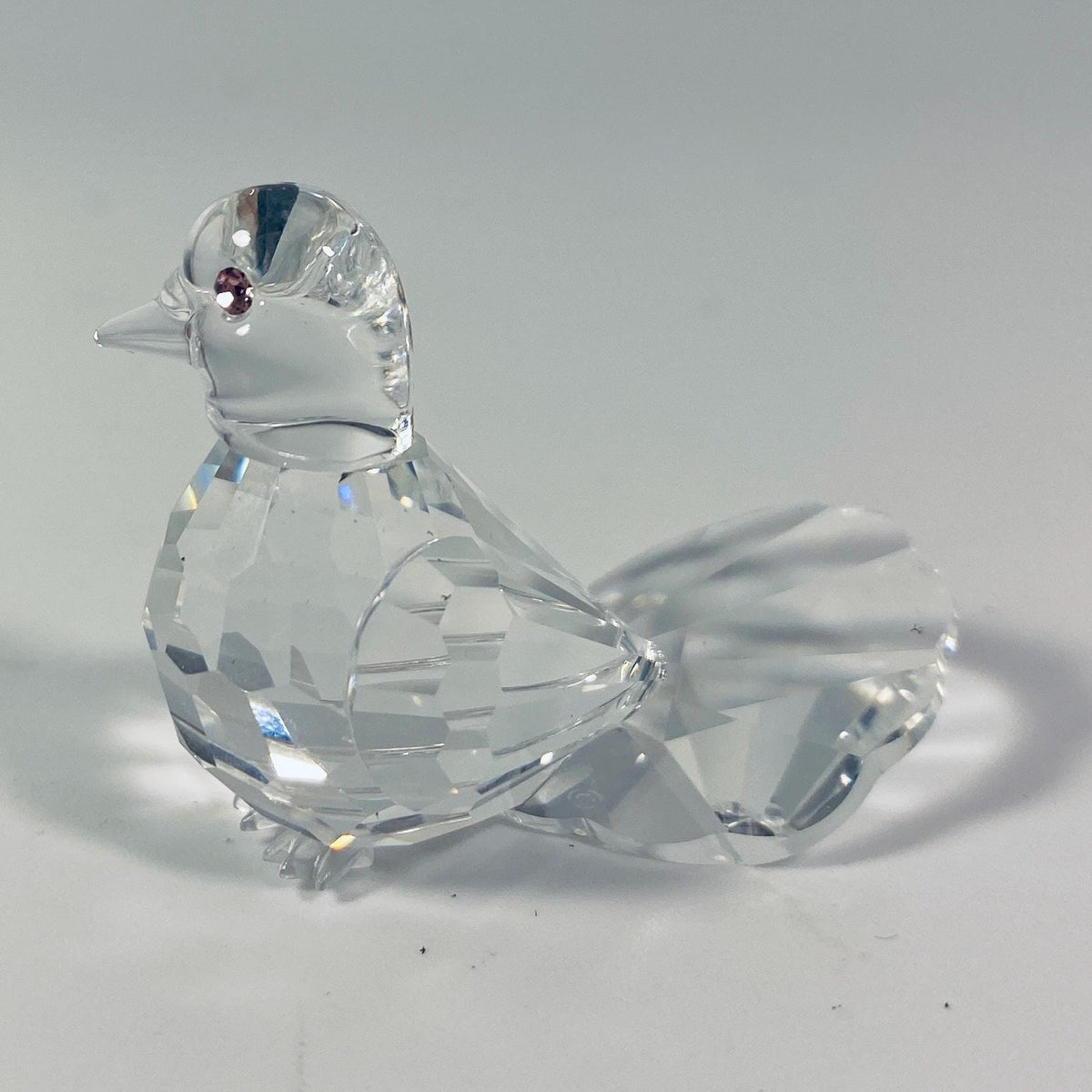 Swarovski Crystal Turtle Dove Bird Figurine Pink Eyes Fan Tail Retired Austria