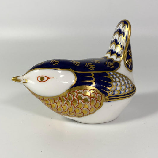 Vtg Royal Crown Derby Bone China Imari Wren Bird Paperweight Figurine Porcelain