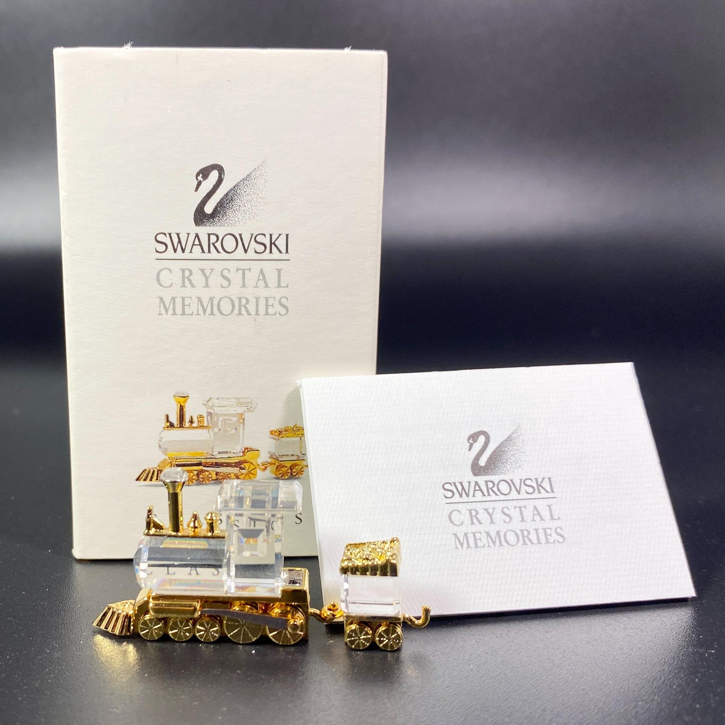 NEW-Swarovski Figurine Crystal Memories -mini Train Gold 209454 box, CoA