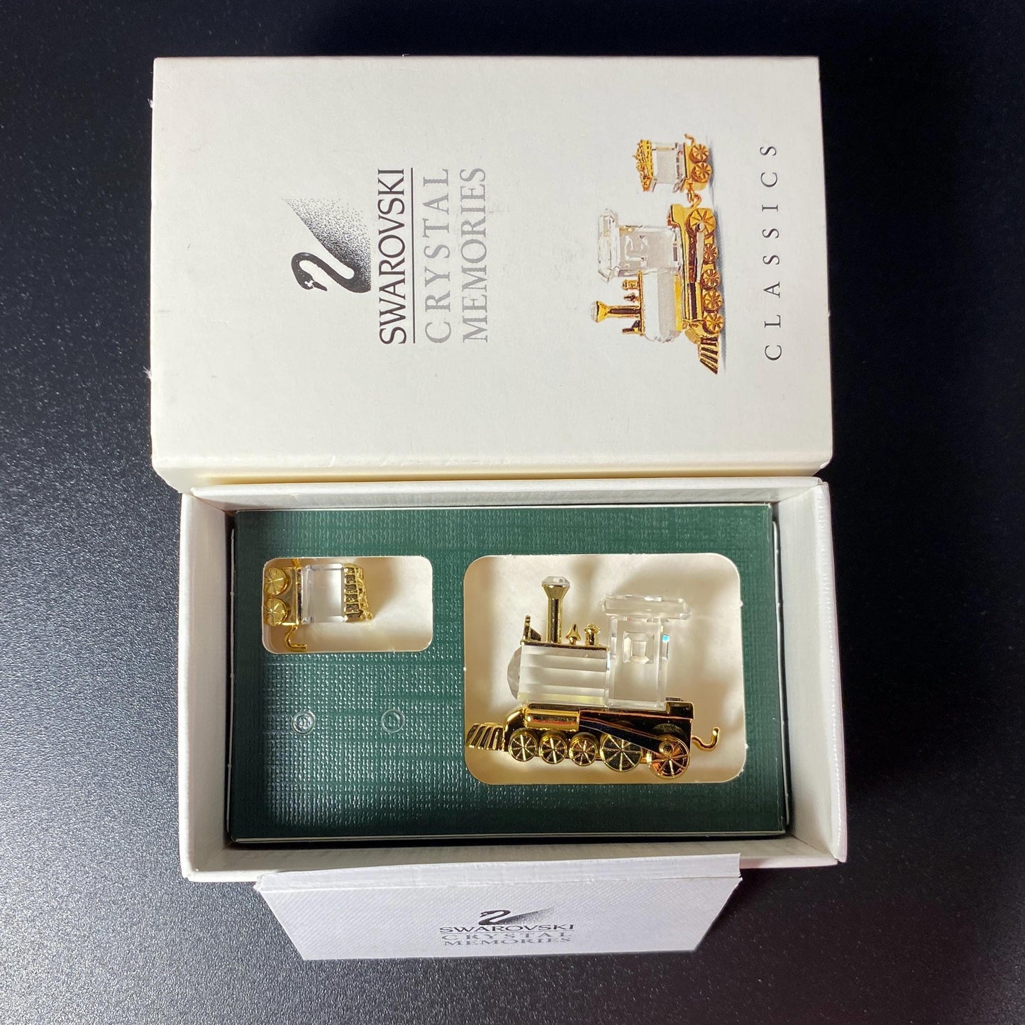NEW-Swarovski Figurine Crystal Memories -mini Train Gold 209454 box, CoA