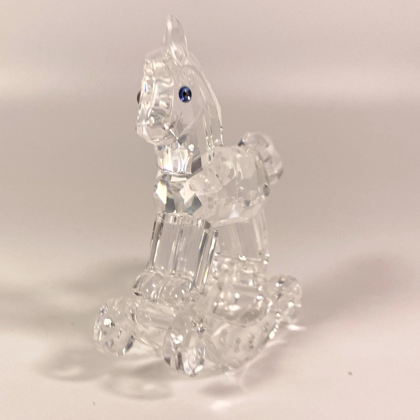 Swarovski Crystal Rocking Horse Figurine w/ Box Retired Clear Glass
