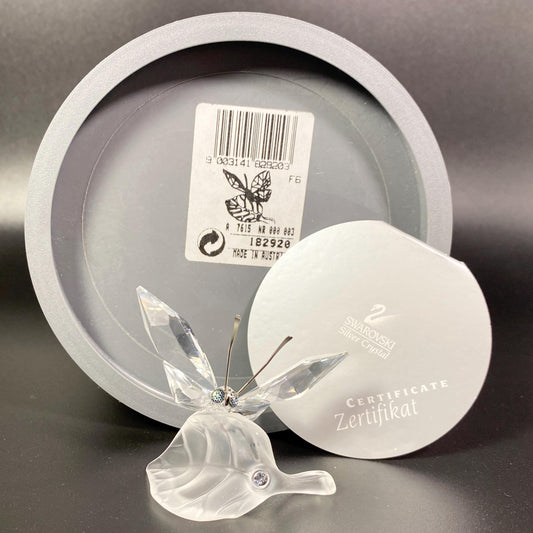 New Swarovski Crystal Butterfly on a frosted Leaf figurine