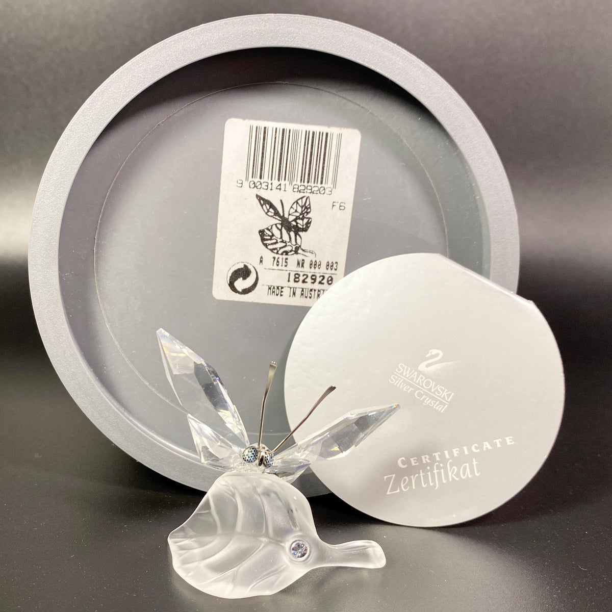 New Swarovski Crystal Butterfly on a frosted Leaf figurine